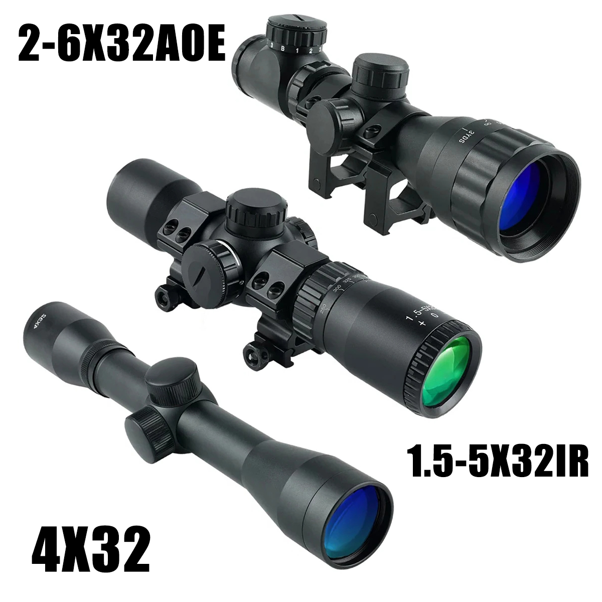 Crossbow Scope Sight - 2-6X32AOE Crossbow Short Scopes 4x32 1.5-5x32IR