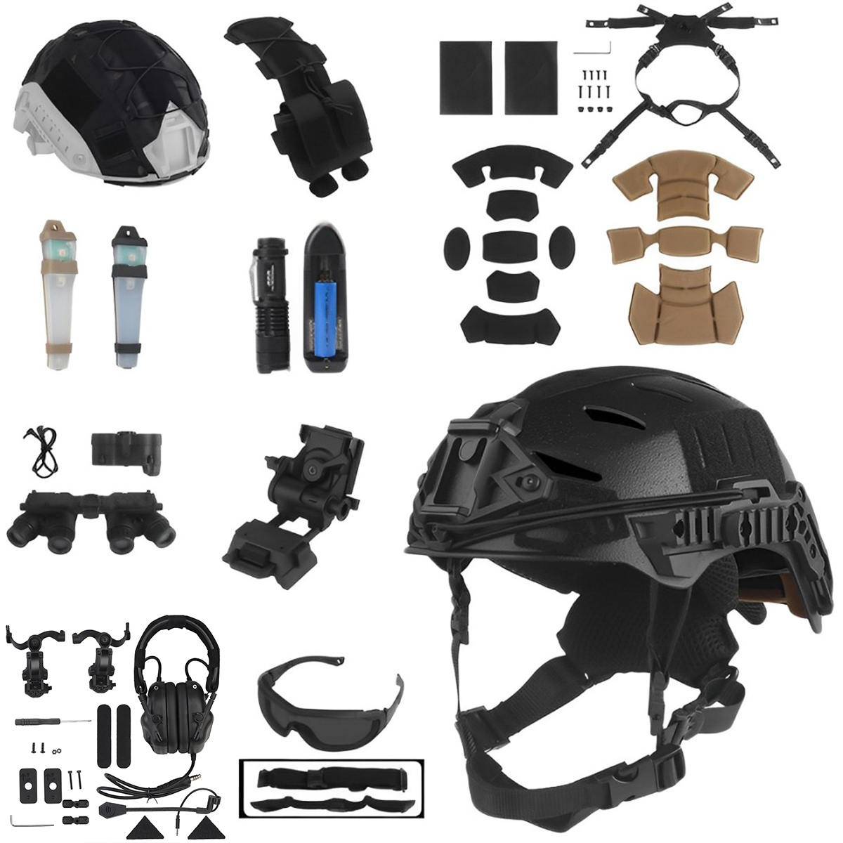Outdoor Hunting Movies - Tactical Helmet Set with Communication Headset