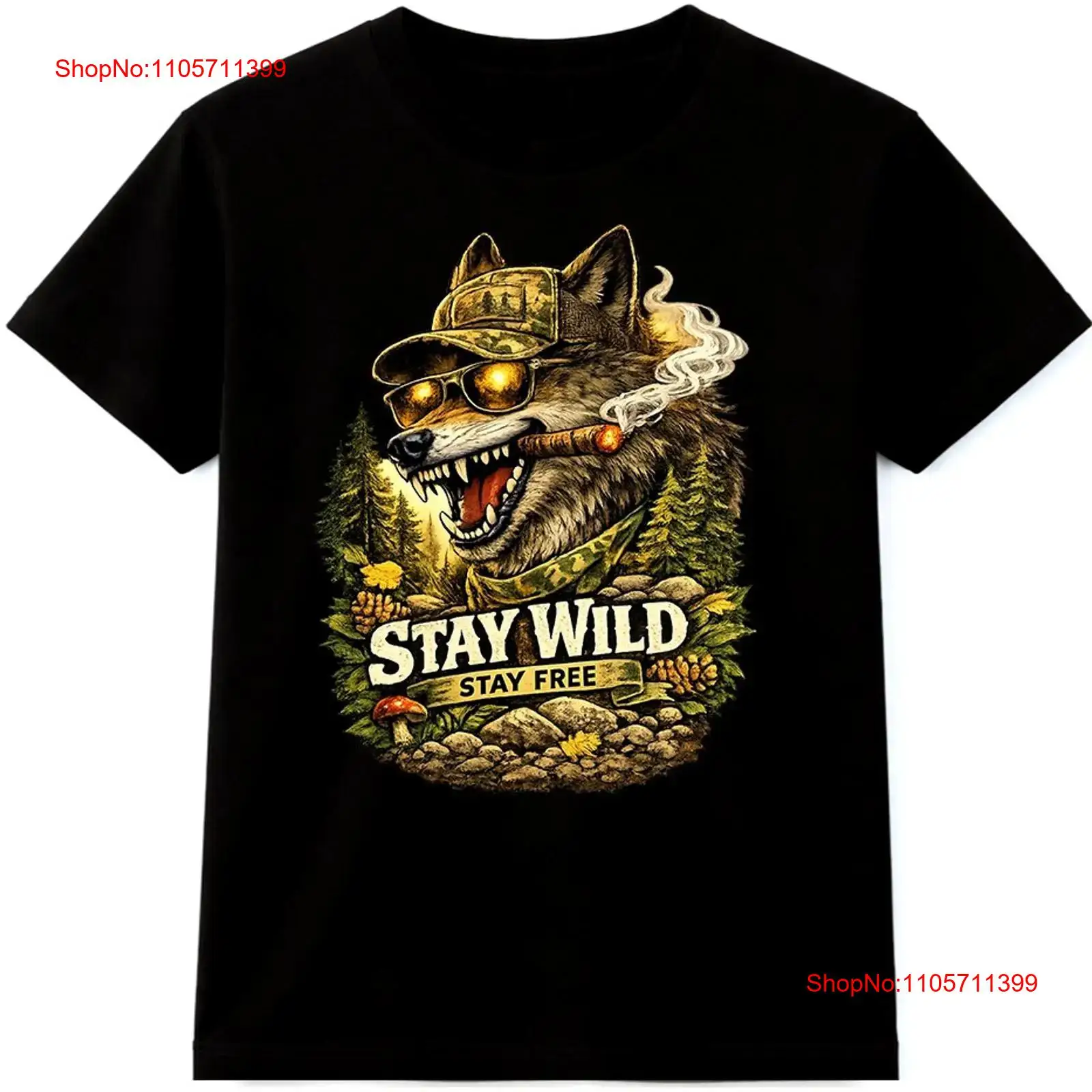 Wildman Hunting & Outdoor Linton'S Corner Silver Lakes - Wolf T Shirt Stay Wild Free