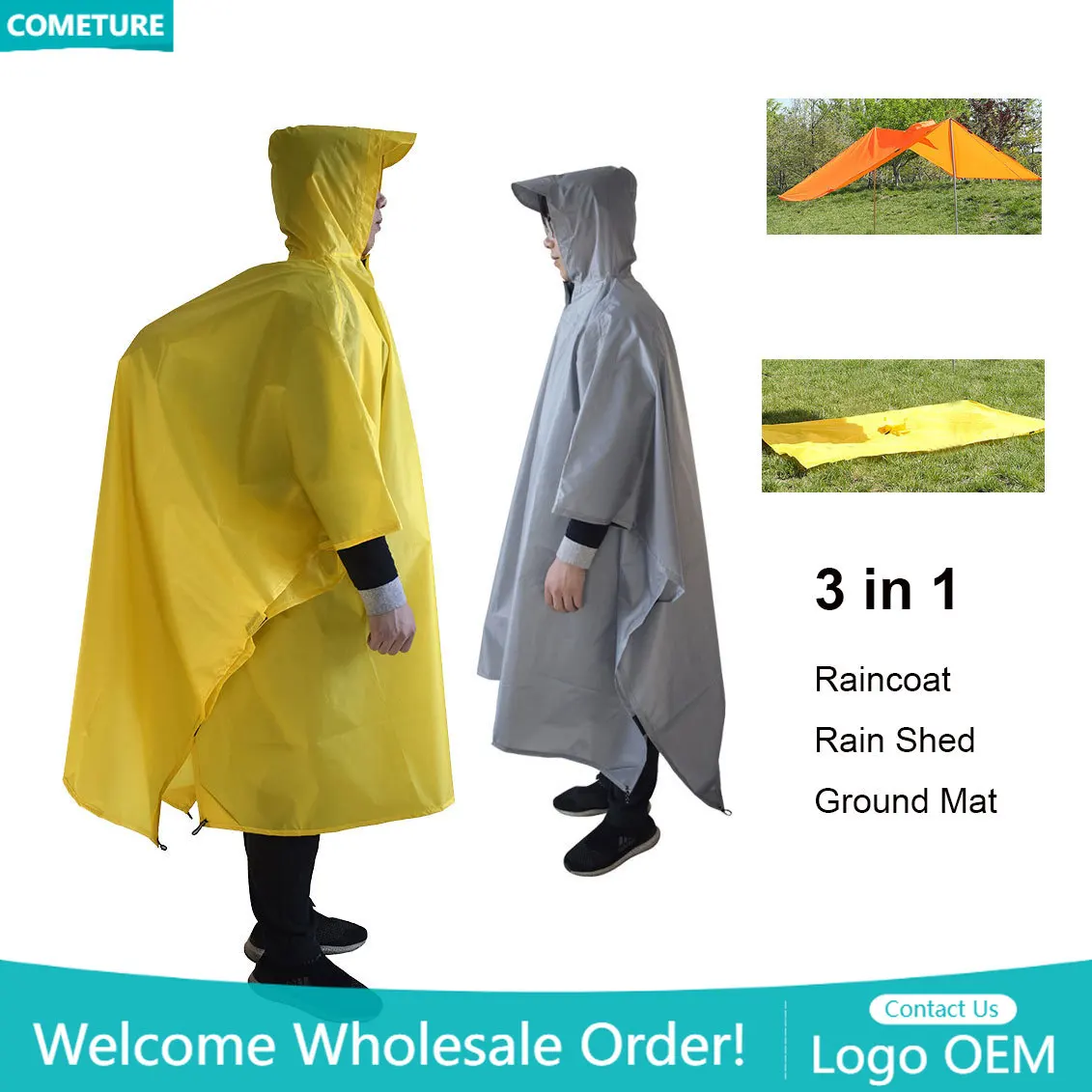 Hunting Outdoor Mat - Raincoat 3 In 1 Hiking Poncho