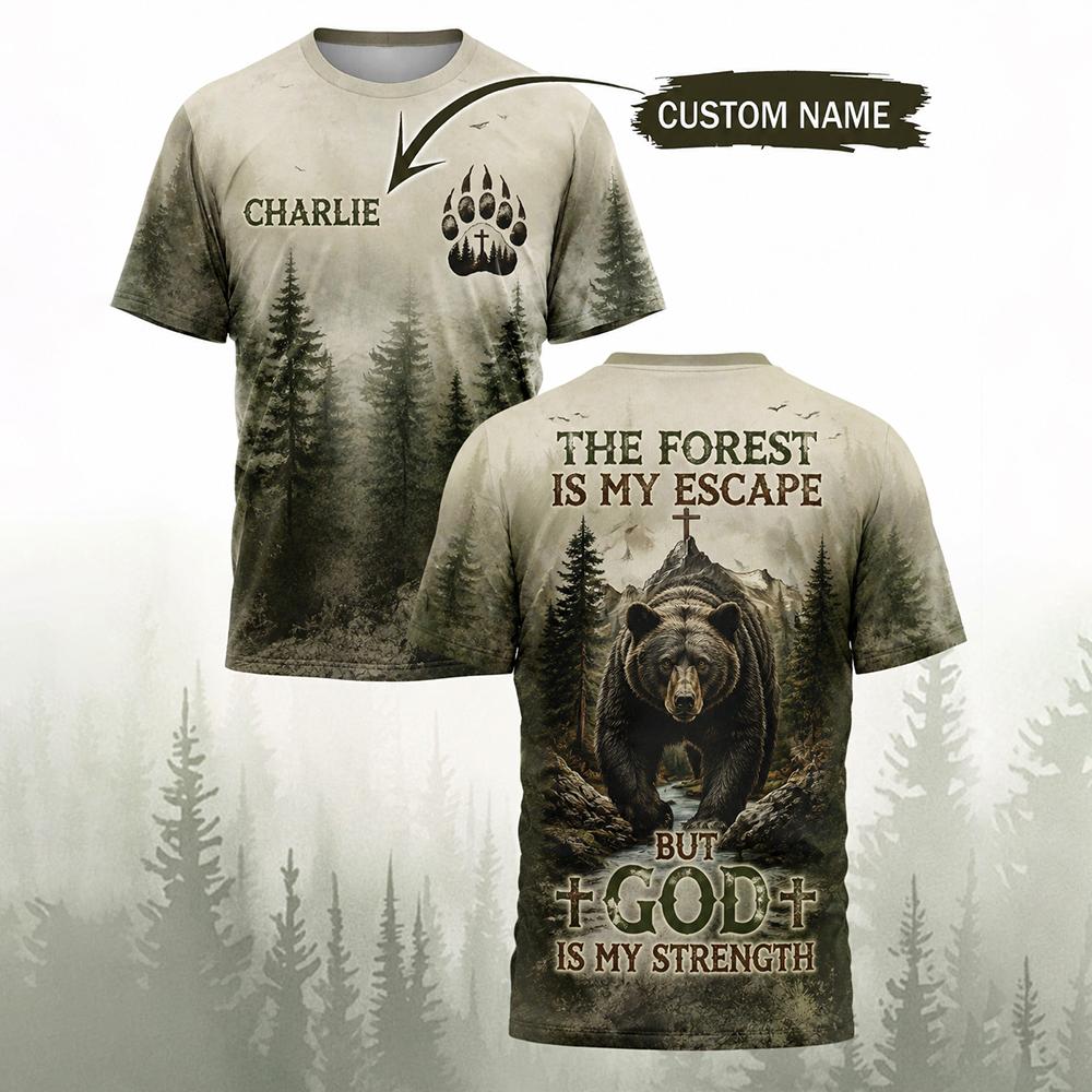 Men Vintage Forest Bear Print  - đánh giá và giá Hunting And Camping In Forest