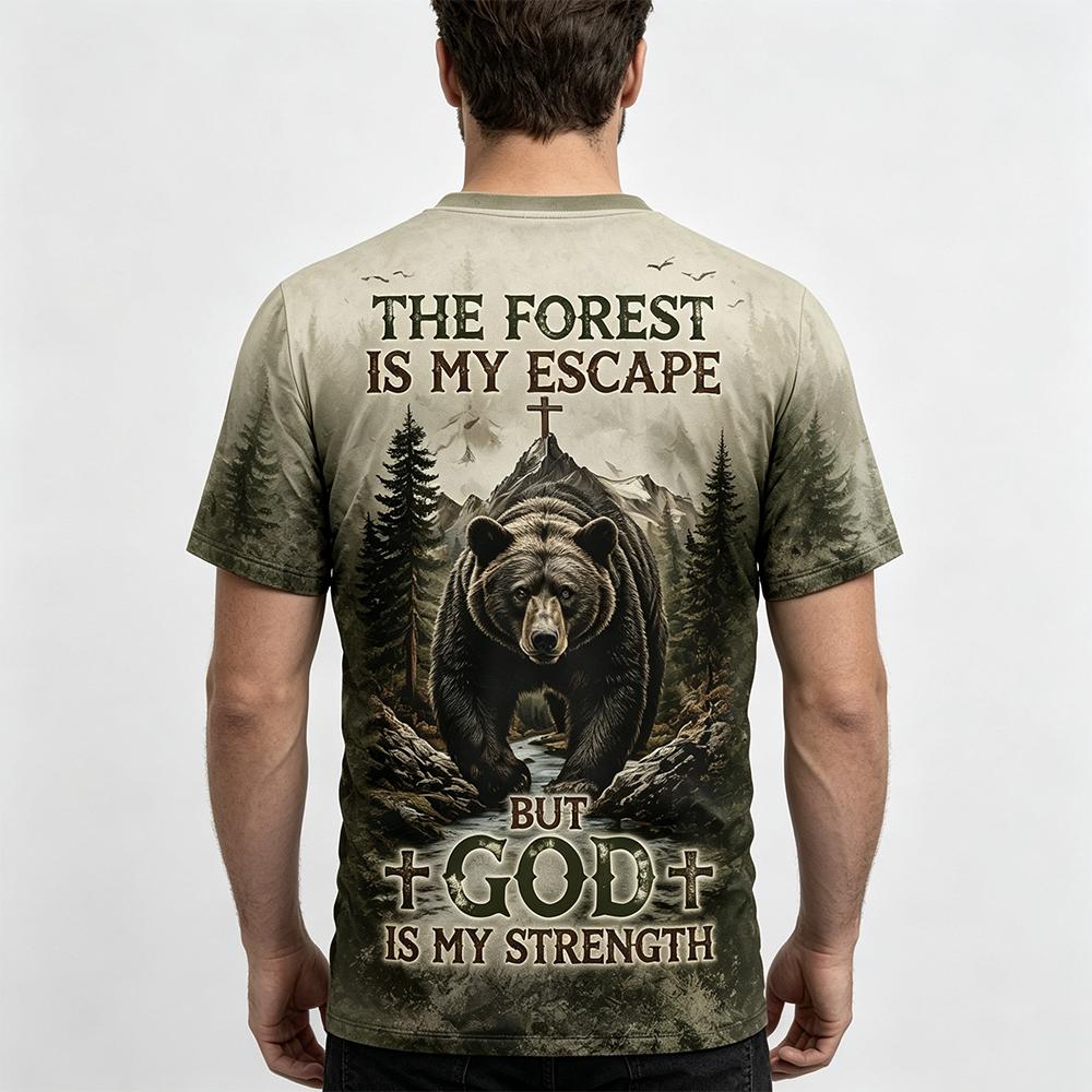 Men Vintage Forest Bear Print  - đánh giá và giá Hunting And Camping In Forest