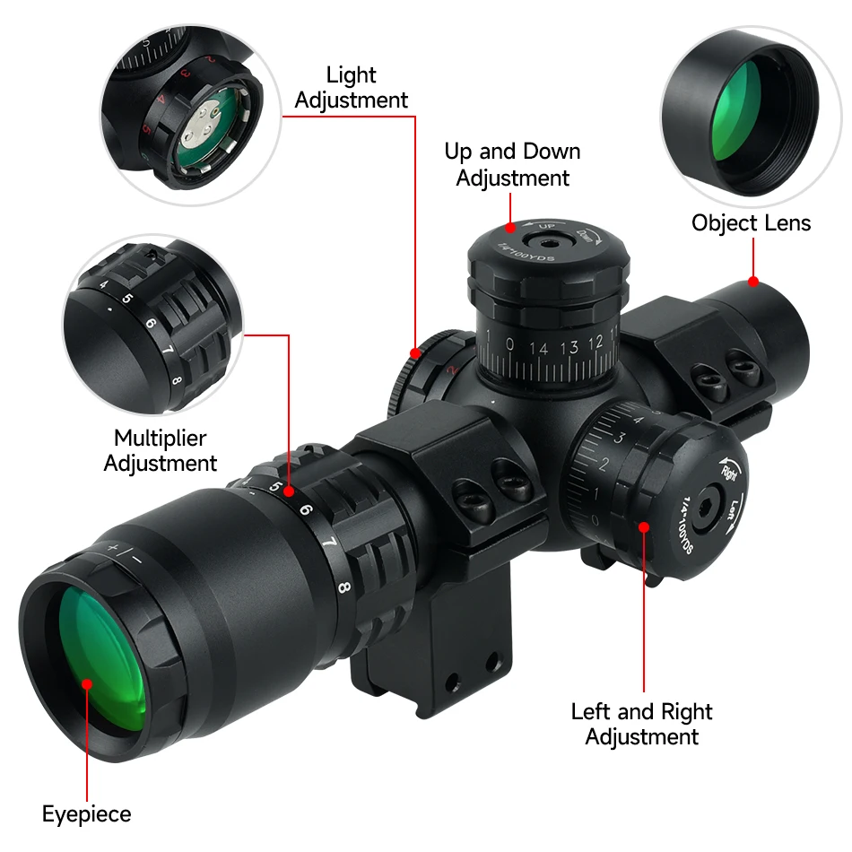 2-8x20IR Hunting Rifle Scopes  - đánh giá và giá Crossbow Scope Sight